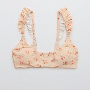 NWOT Aerie ruffle scoop bikini top L